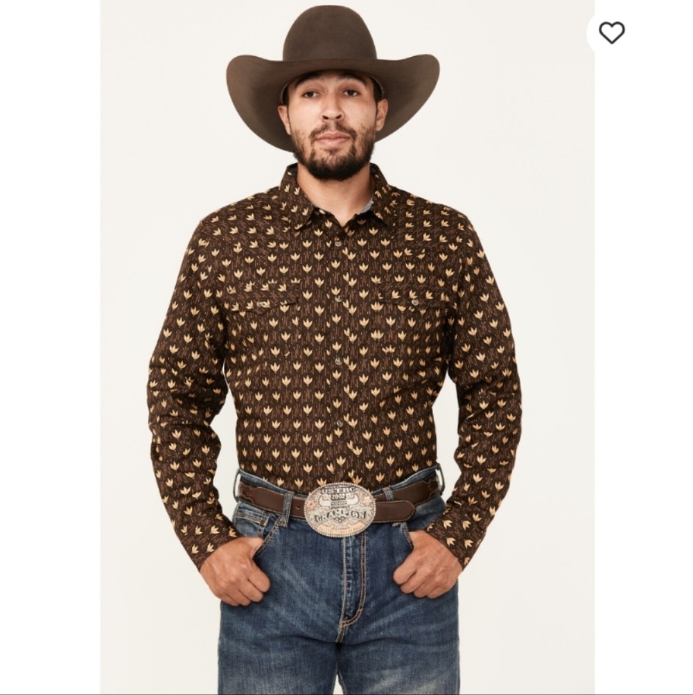 Cody James Men's Reign In Striped Print Long Sleeve Snap Western Shirt XLT EUC